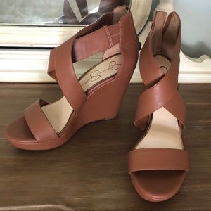 Jessica Simpson Tan Platform Wedge Sandals 8.5 NWT